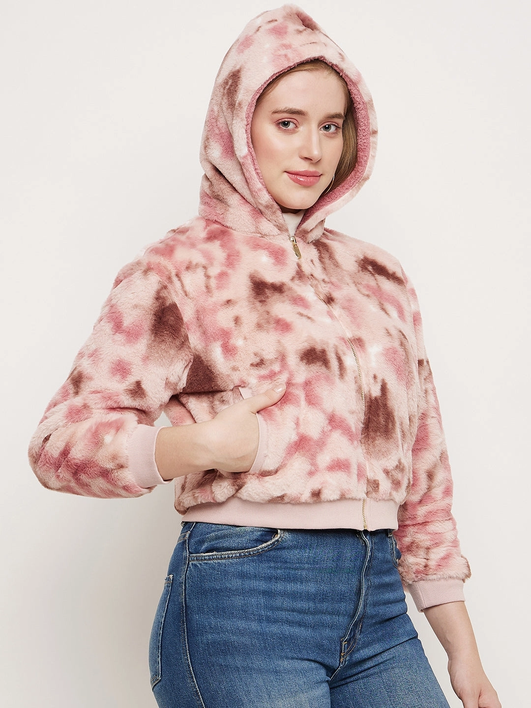 Madame Blush Fleece Tie-Dye Hooded Sweatshirt Chill Layer