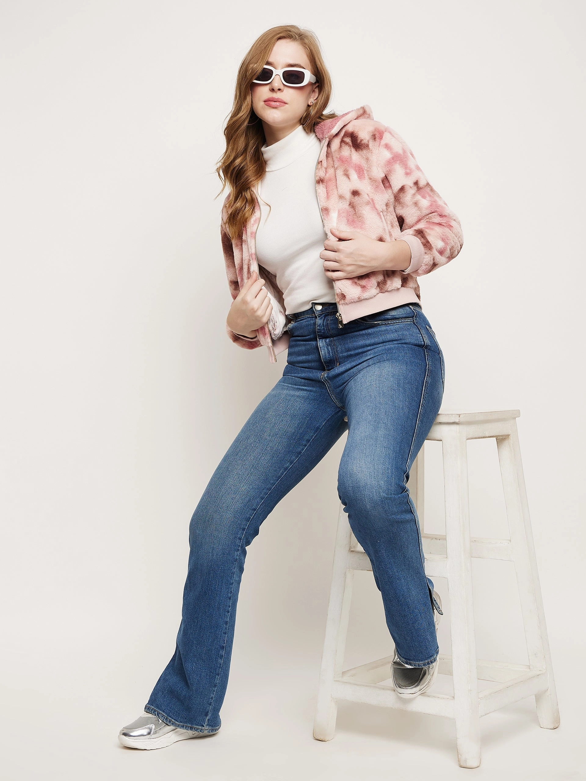 Relaxed Look Indoor Wear Madame Blush Fleece Tie-Dye Hooded Sweatshirt