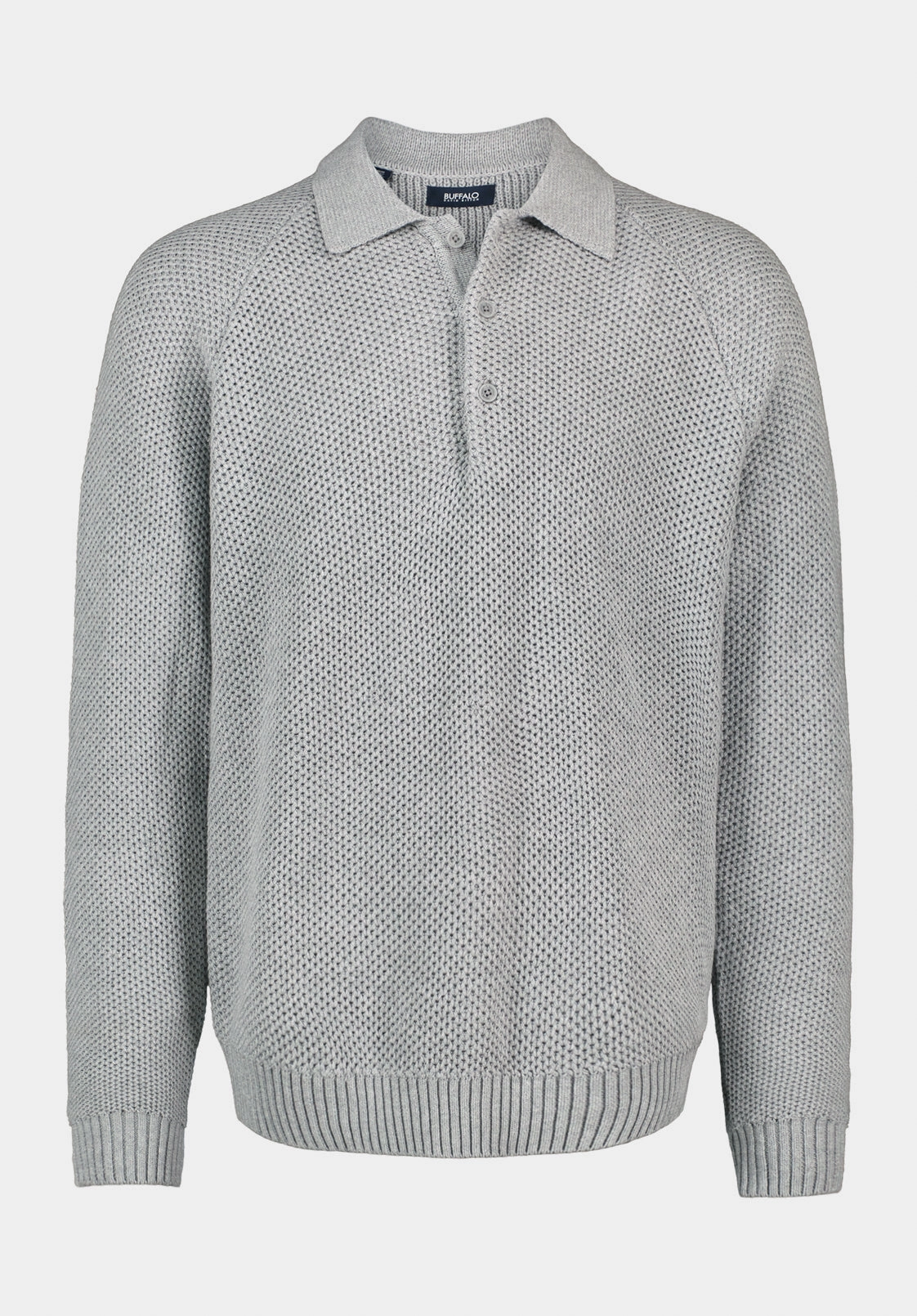 Warren Men's Long-Sleeve Relaxed Sweater Polo, Heather Grey - BM24699 Breathable Flex