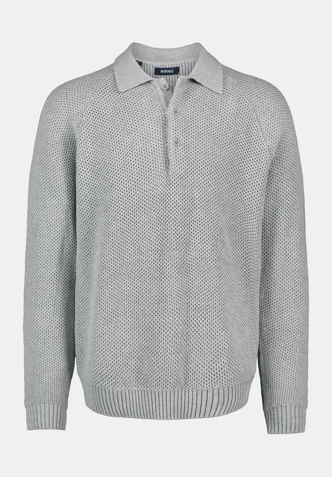 Warren Men's Long-Sleeve Relaxed Sweater Polo, Heather Grey - BM24699 Anti Static Finish