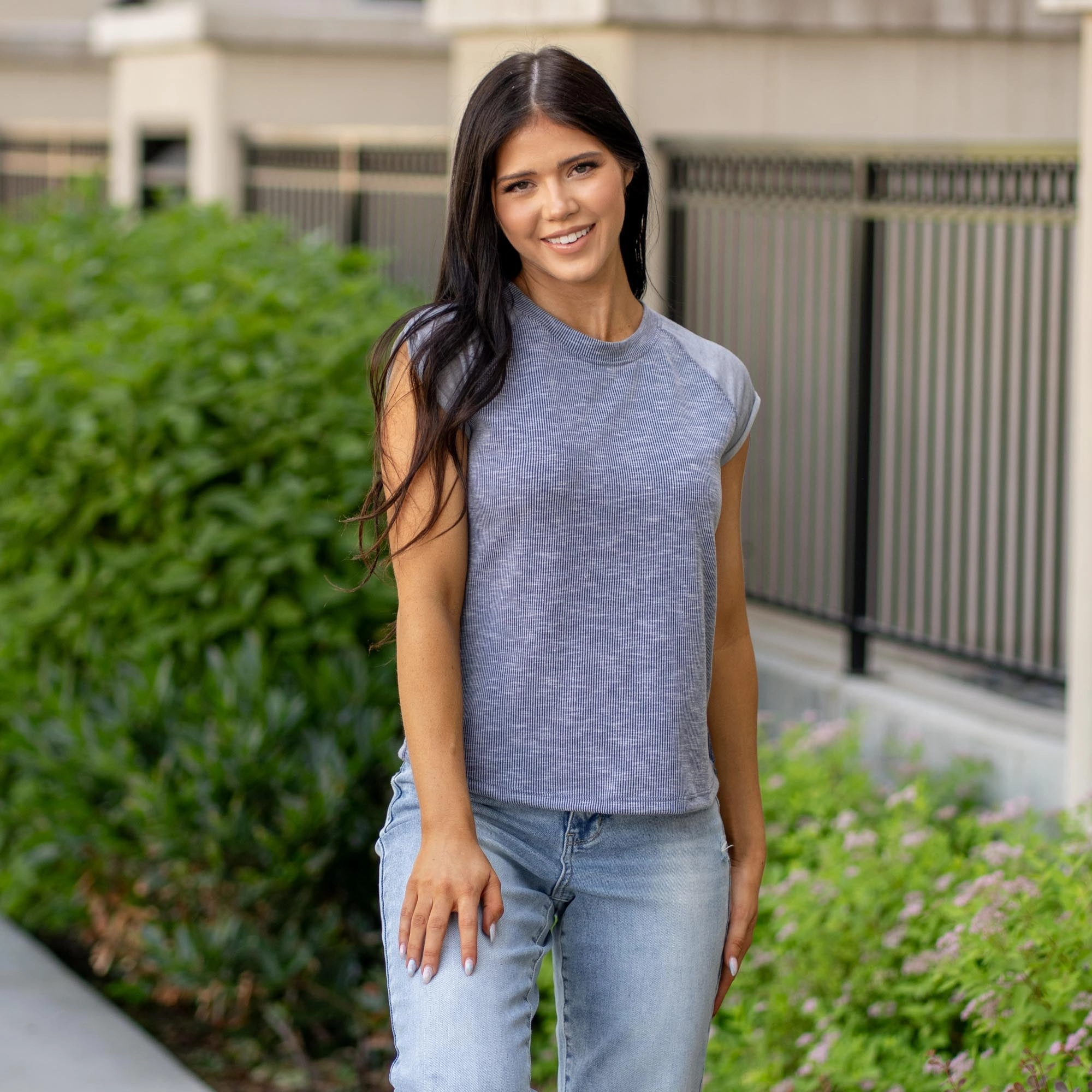 Washed Jersey And Rib Muscle  Top T-Shirt Multi Purpose Wear Abrasion resistant