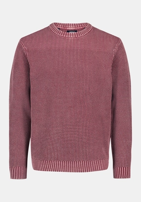Washy Men's Textured Knit Crewneck Sweater, Maroon Banner - BM24698 Comfort Stretch Fit Layered Knitwear