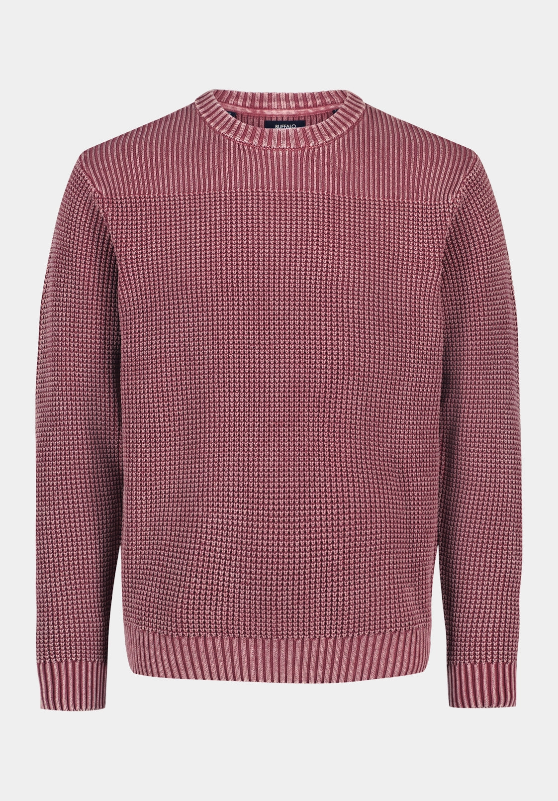 Washy Men's Textured Knit Crewneck Sweater, Maroon Banner - BM24698 Warm Layer Fit