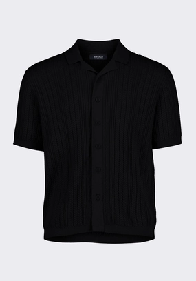 Wasko Men's Short-Sleeve Button-Up Sweater Shirt, Black - BM24540 Light Layers