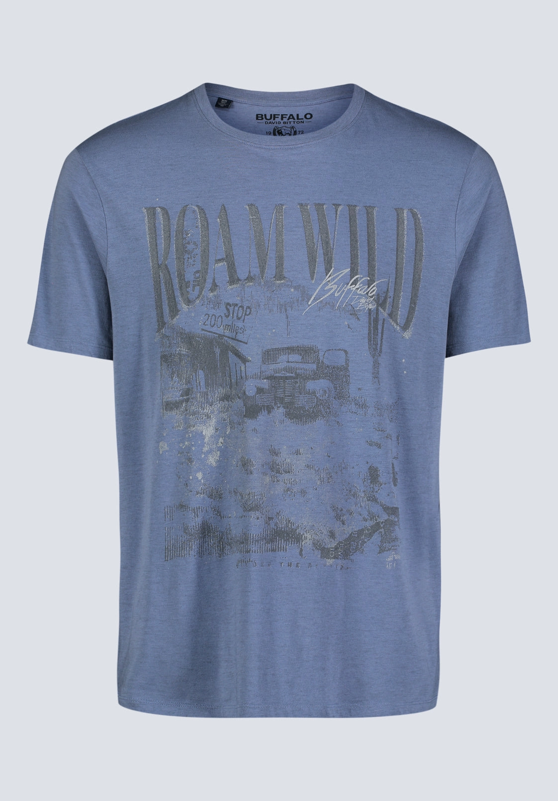 BreathableMaterial Layered Collar Tice Men's Short-Sleeve Graphic T-Shirt, Coronet Blue - BM24472