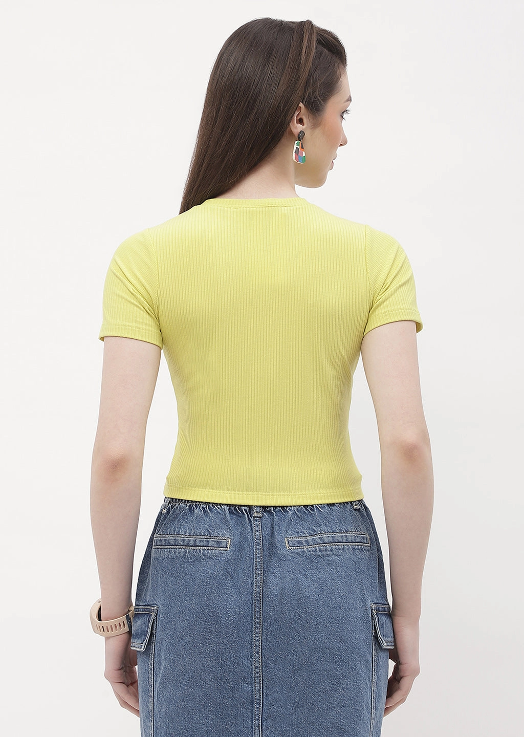 Madame Typography Lemon Yellow Crop T-Shirt Soft Texture