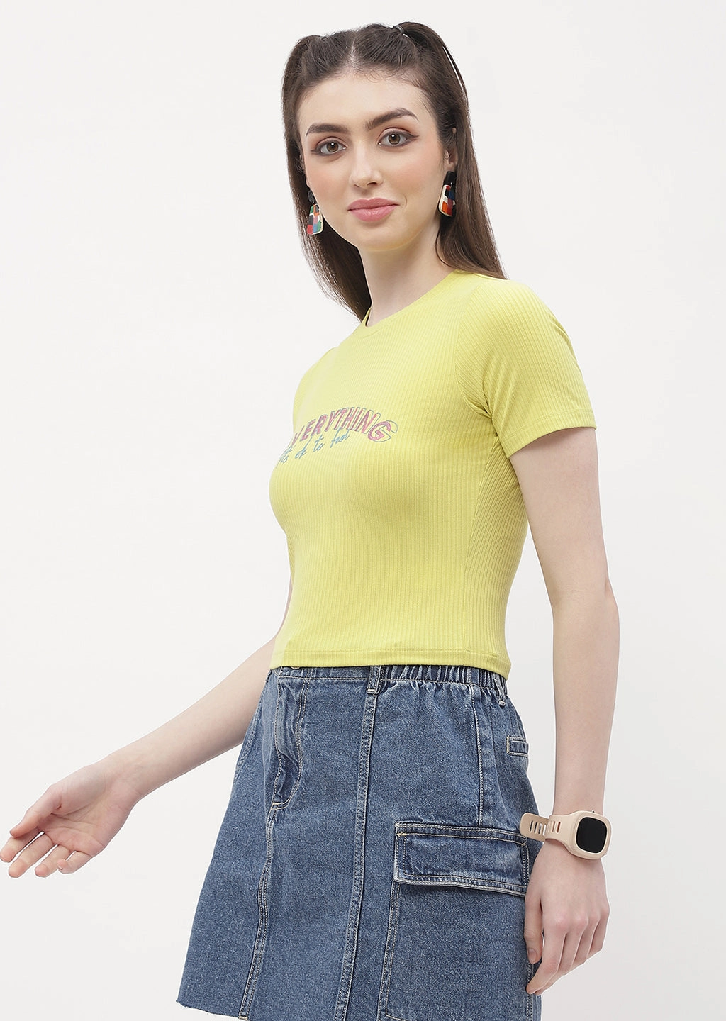 Madame Typography Lemon Yellow Crop T-Shirt HighDensityFoam