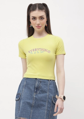 Madame Typography Lemon Yellow Crop T-Shirt TemperatureRegulatingLining