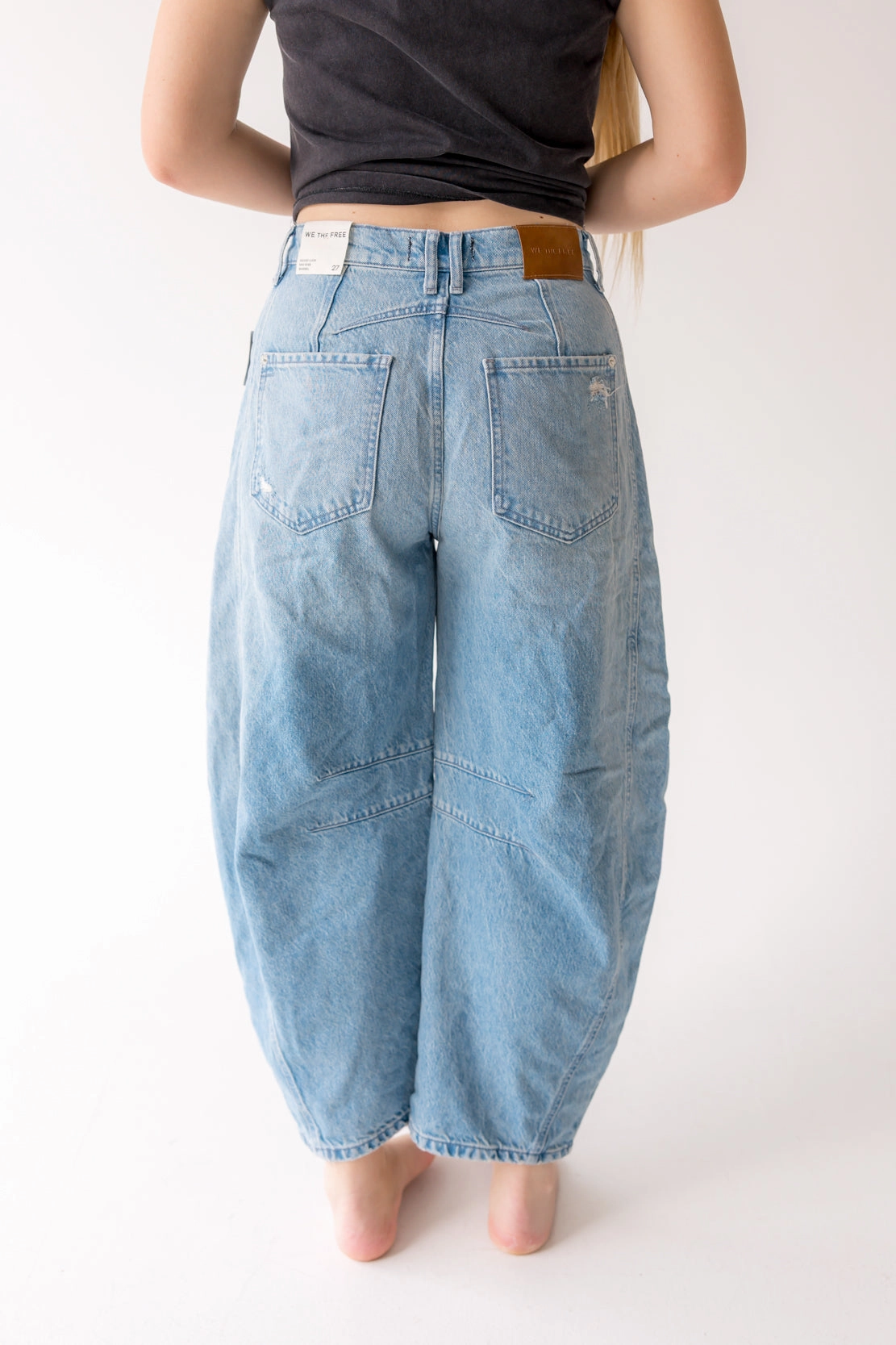 Office Wear Modern Simple clothing We The Free Good Luck Mid Rise Barrel Jeans | Barnyard Blue