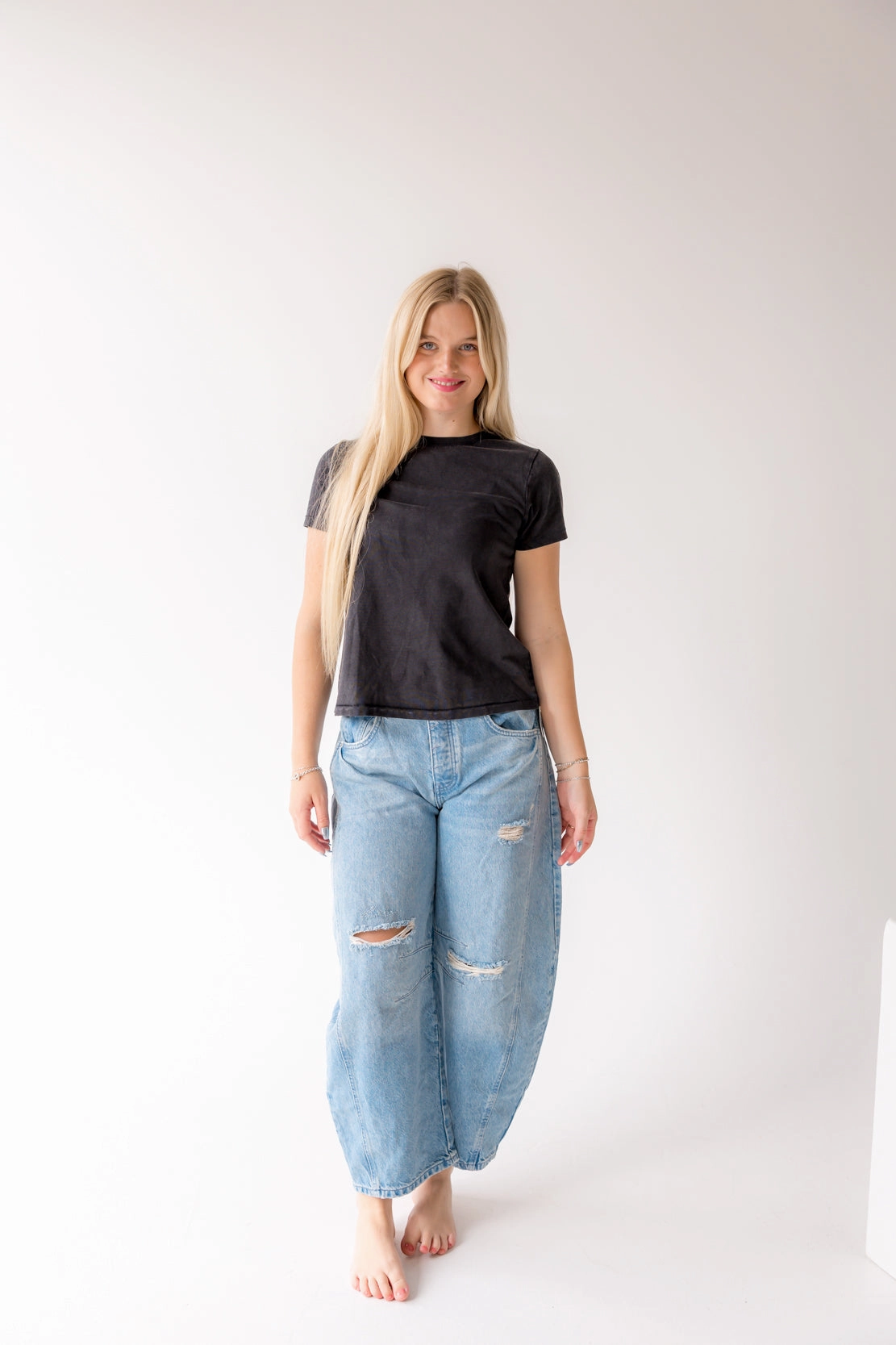 Elegant Minimalist Outdoor Adventure High Quality Classic Wear Earthy We The Free Good Luck Mid Rise Barrel Jeans | Barnyard Blue