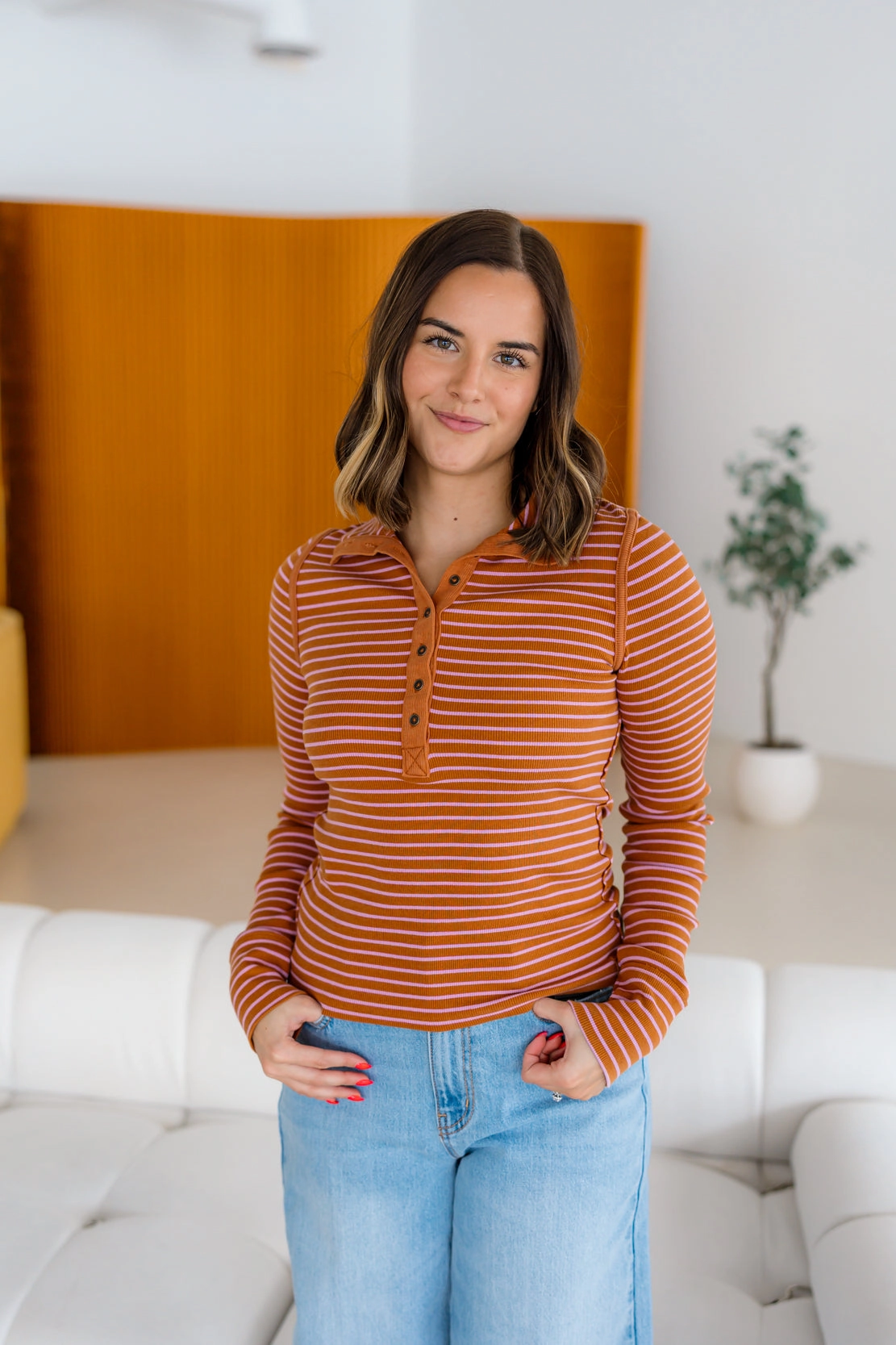 We The Free Lake Henley Stripe | Cinnamon Combo Cruise Collection
