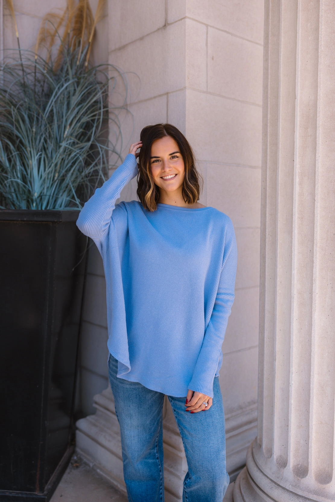 We The Free Latte Blues Solid Thermal | Dawn Breeze Chic Wardrobe Corporate Retreat