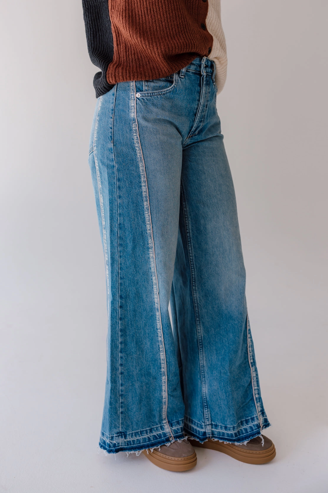 fade resistant color We The Free On The Edge Selvedge Wide Leg Jeans | Tipping Point