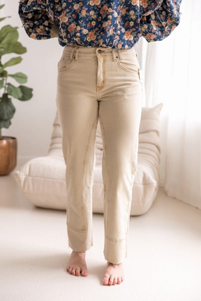 Resilient material Work Meeting Relaxed Style We The Free Risk Taker Mid Rise Straight Jeans | Ecru