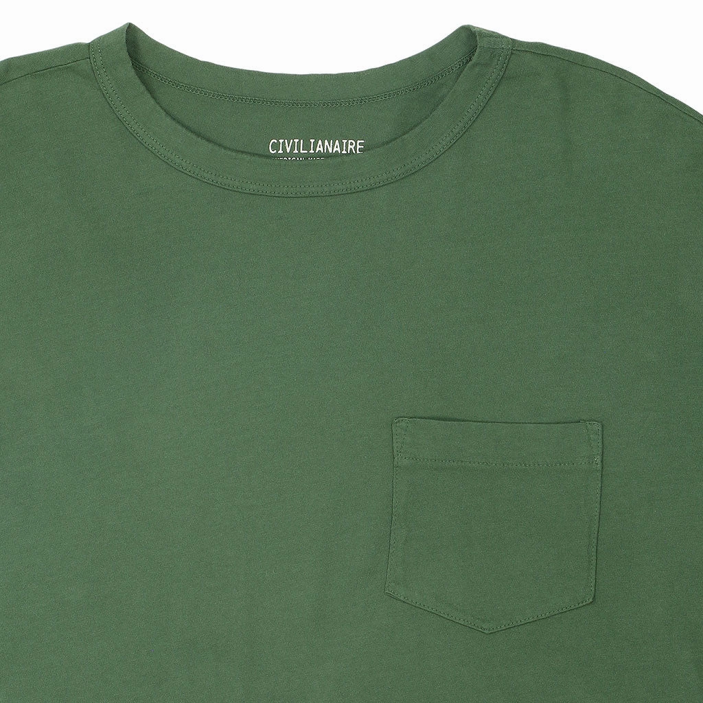 WrinkleFree Weave Crew Neck Long Sleeve 1 Pocket Tee - Bottle Green