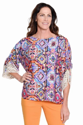Boxy Top with Crochet Cuffs ?C Multi Versatile Base Layer
