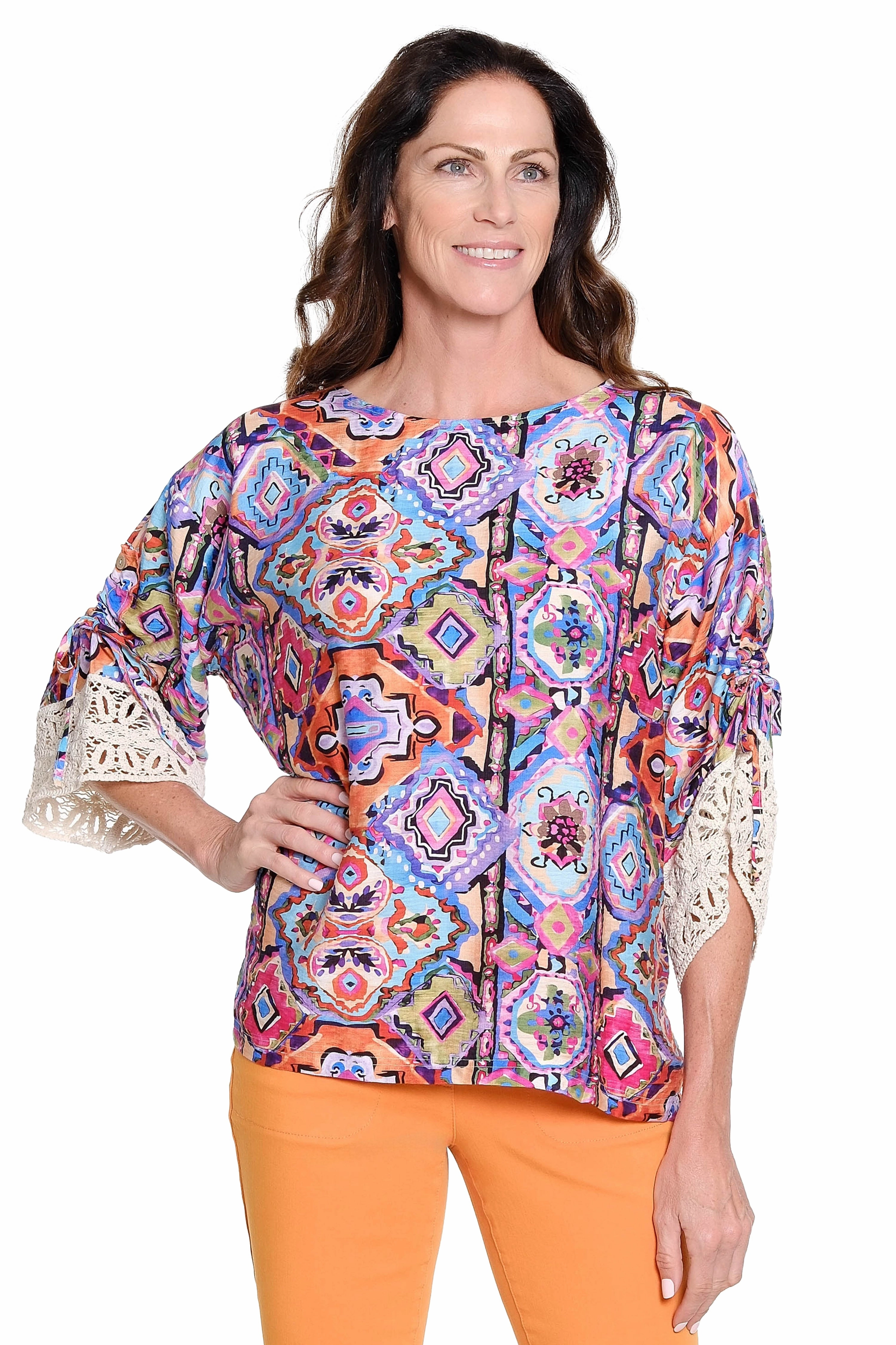 Boxy Top with Crochet Cuffs ?C Multi Versatile Base Layer