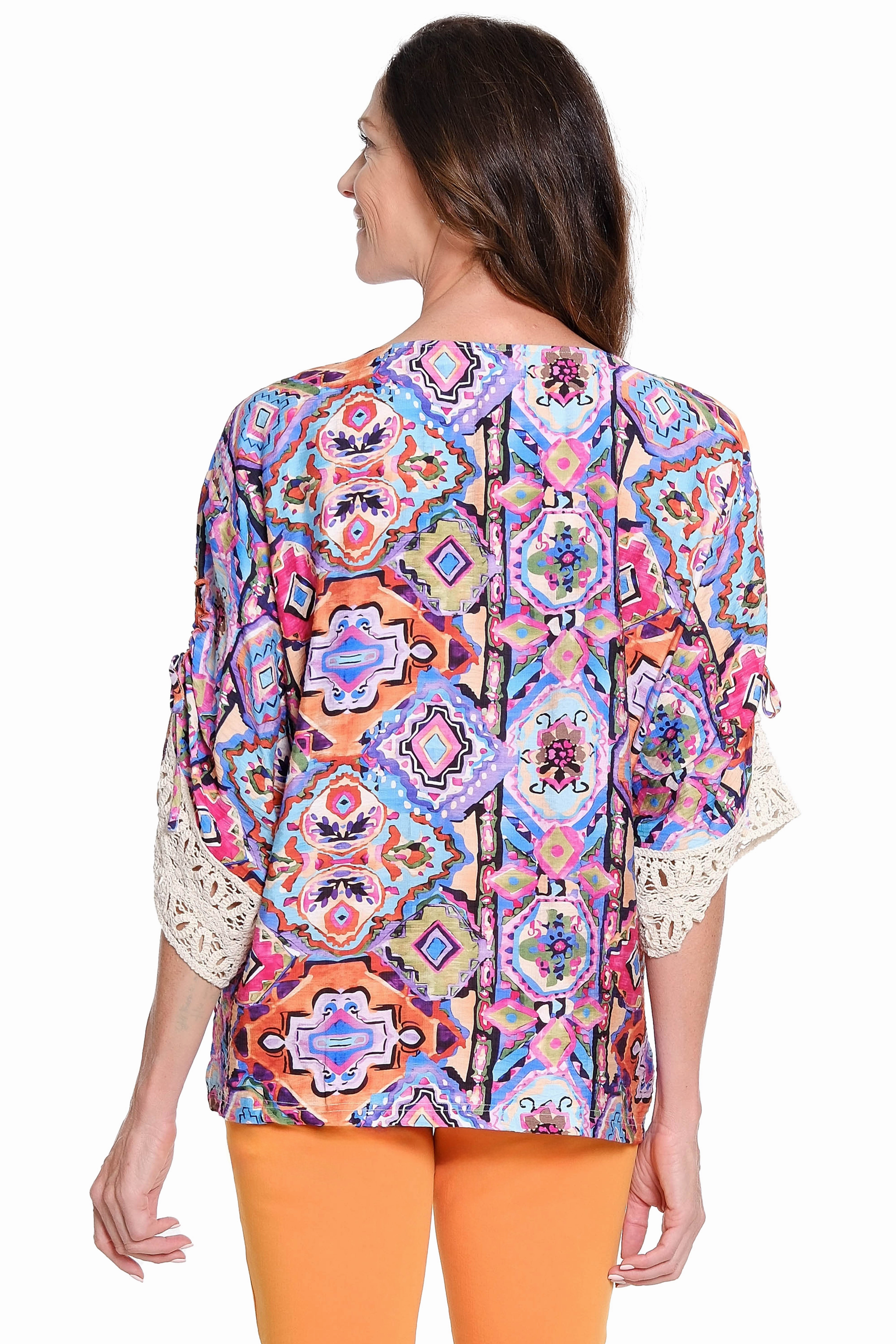 Boxy Top with Crochet Cuffs ?C Multi DurableWeave AdvancedAirflowChannels