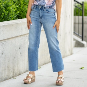 Well-Balanced High Rise Raw Hem Crop Slim Wide Leg Low Effort Everyday Loose Music Event