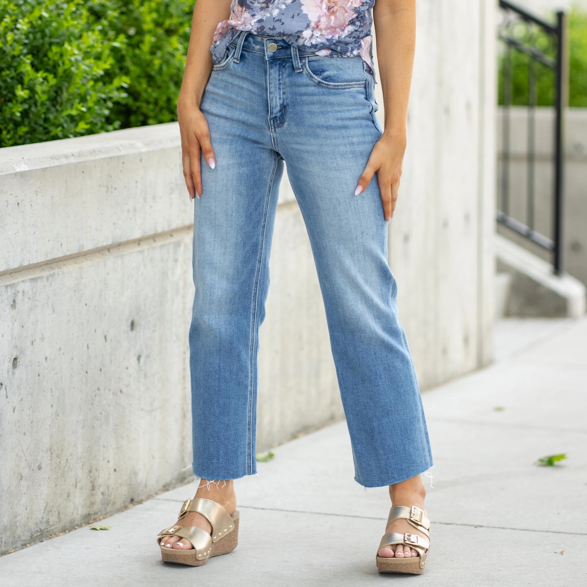 Well-Balanced High Rise Raw Hem Crop Slim Wide Leg Low Effort Everyday Loose Music Event