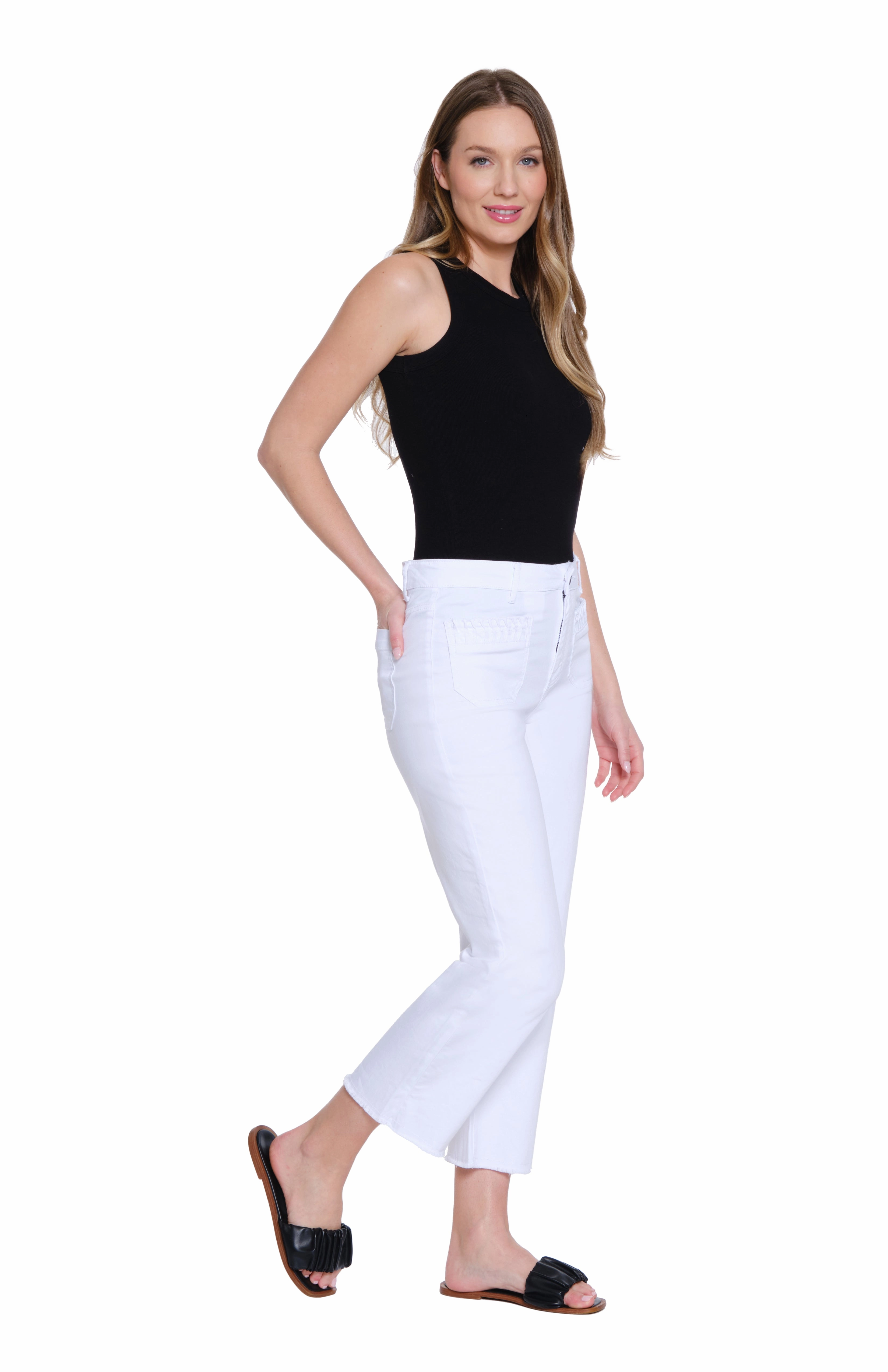 Spring Mood Trendy Wide Leg Crop Pant - White