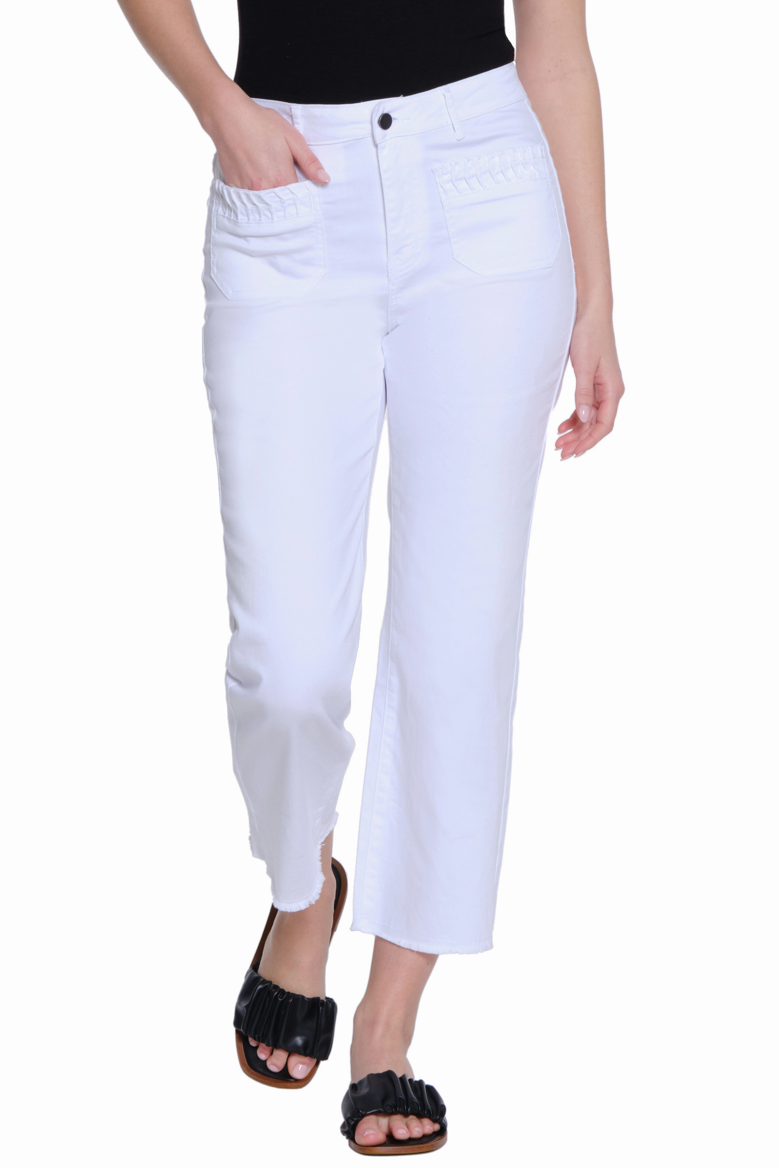 Casual Friday Urban Explorer comfortable option Wide Leg Crop Pant - White