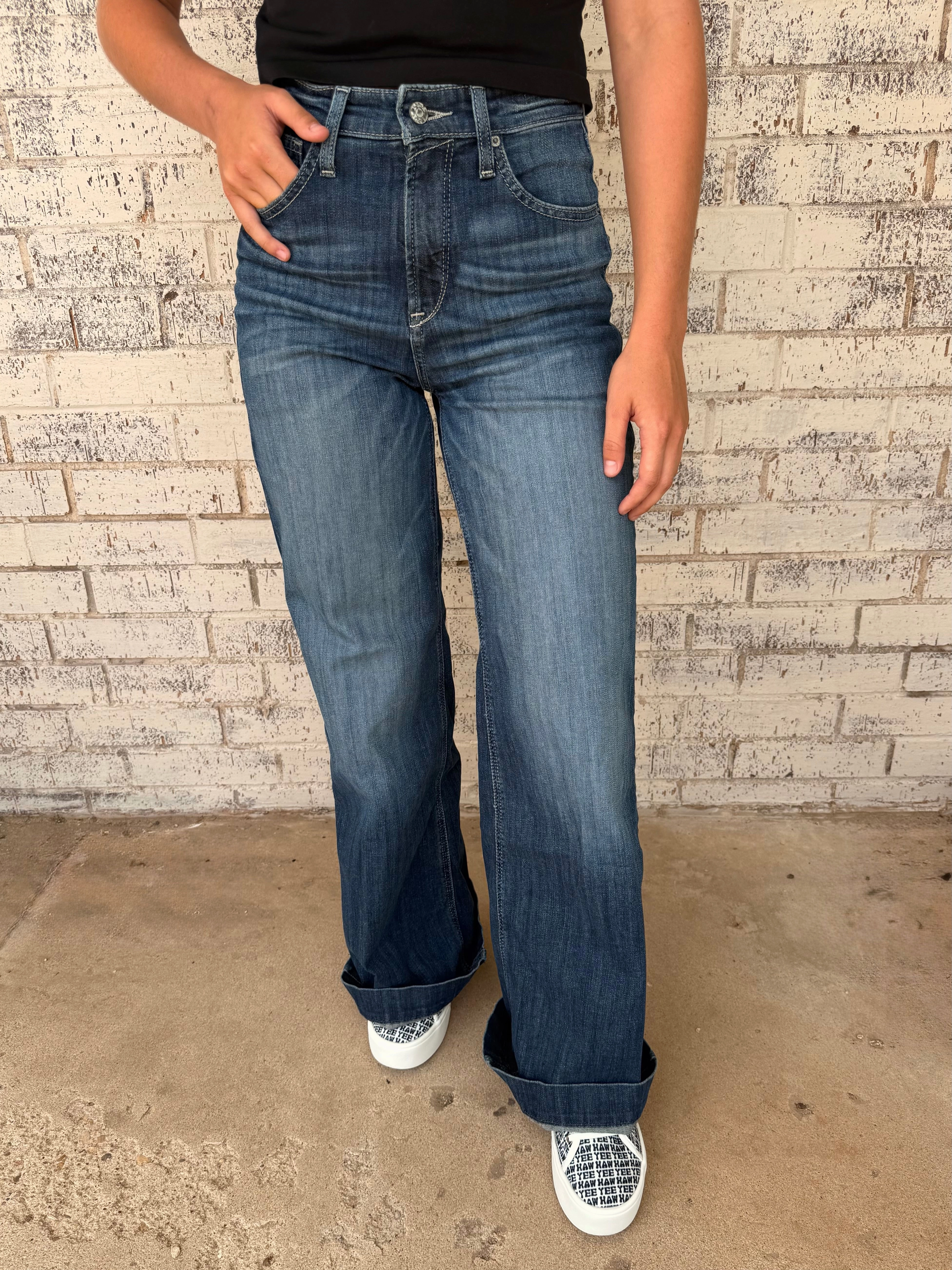 No Ride Up Design Ariat Women's Ultra High Rise Rosalie Wide Leg Jean- Regular & Long Length