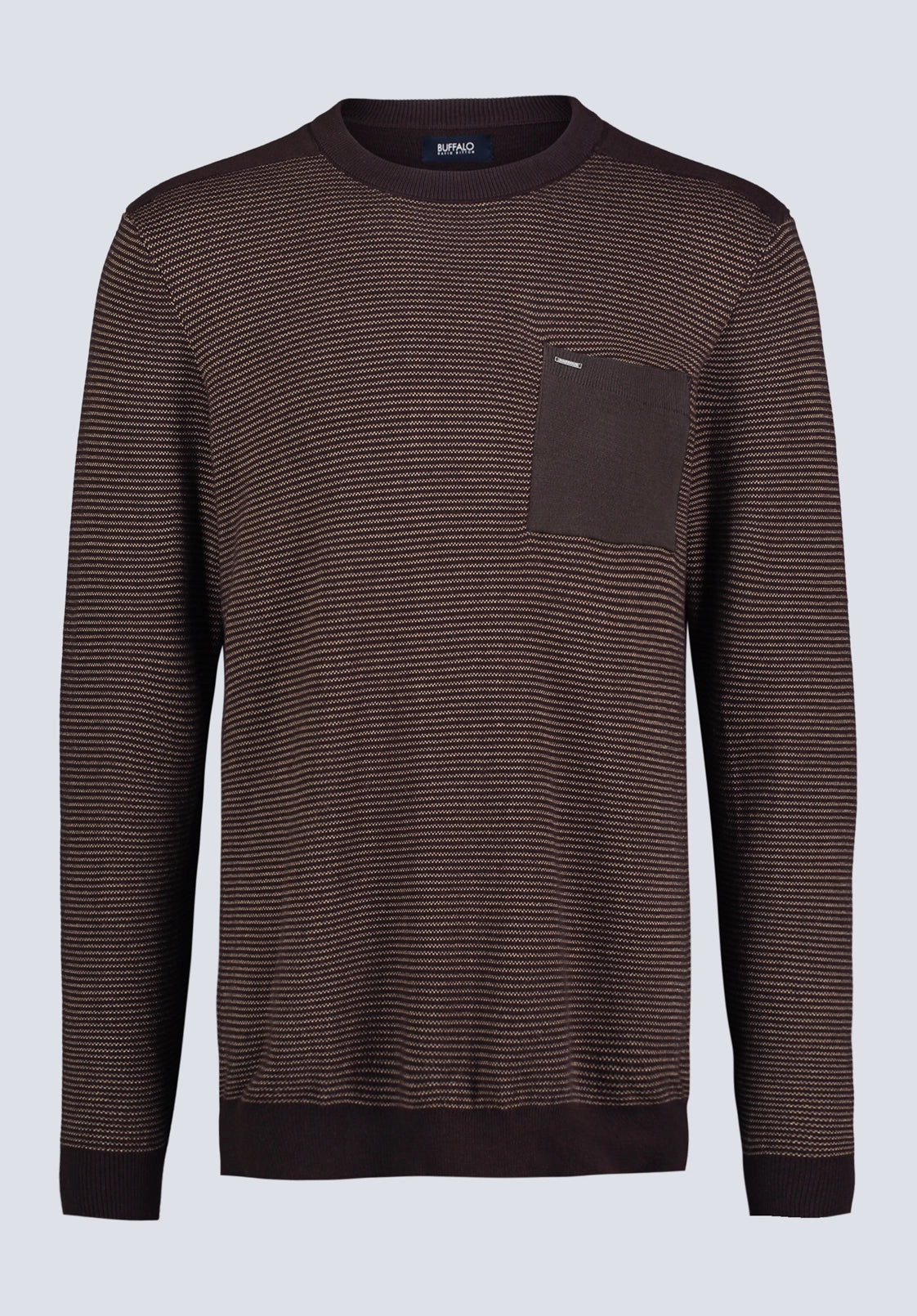 William Men's Striped Knit Pullover, Chocolate - BM24420 Flexible Design Fit