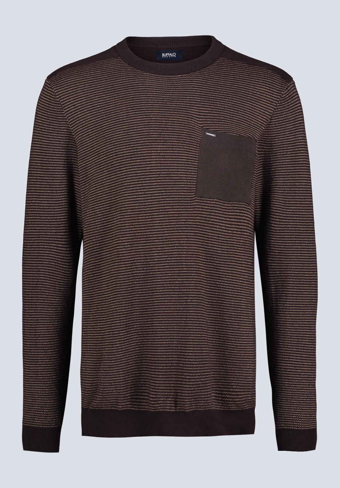 Breathable Knitwear Easy Fit William Men's Striped Knit Pullover, Chocolate - BM24420