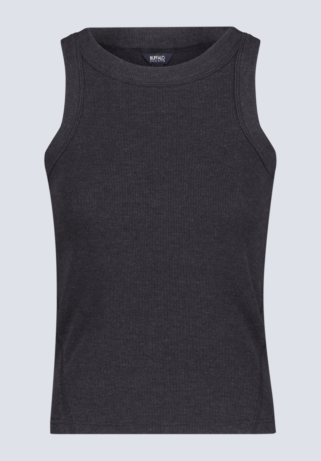 Hidden Storage Pockets Regine Women's Ribbed Tank Top, Carbon black - KT0119H