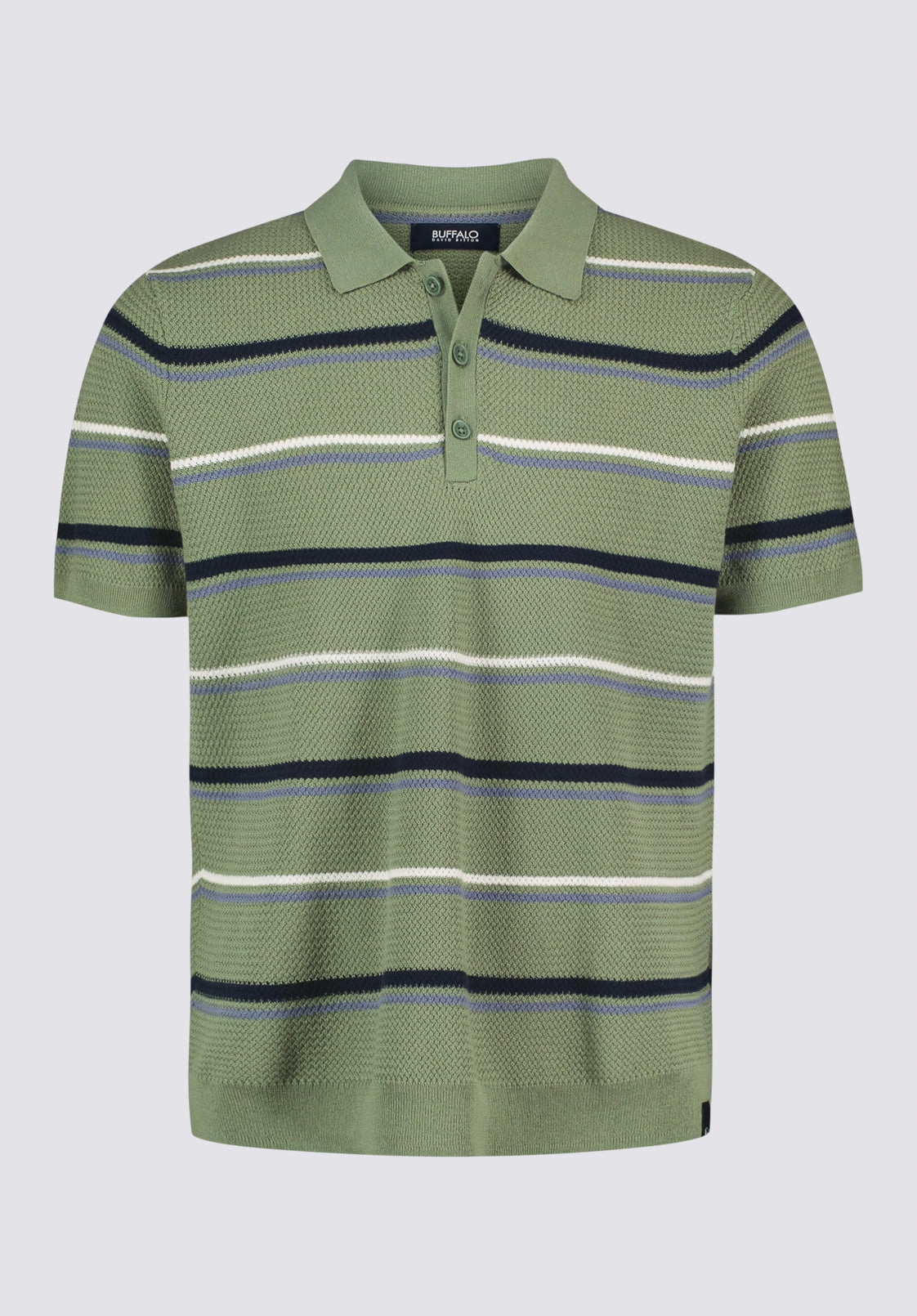Cold Weather Outfit Winder Men's Short-Sleeve Striped Sweater Polo, Hedge Green - BM24622