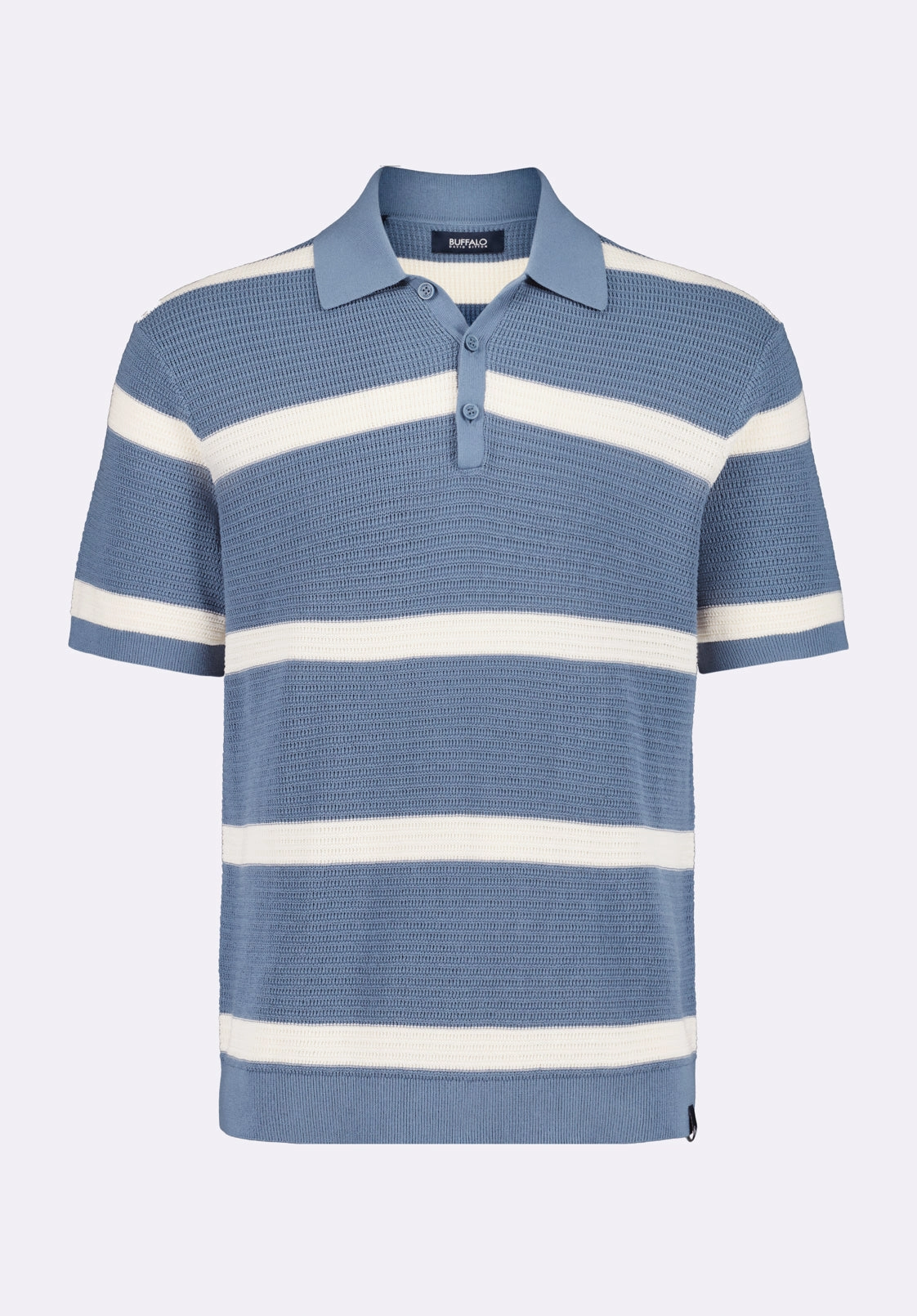 Winder Men's Short-Sleeve Striped Sweater Polo, Mirage Blue - BM24549 fuzzy texture