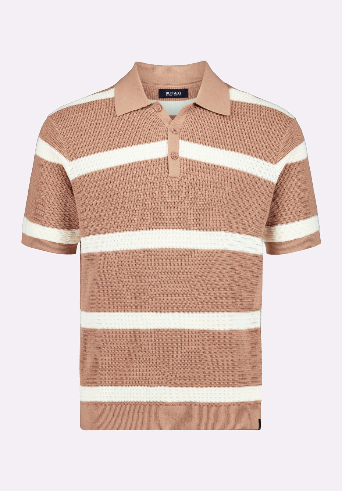casual knitwear Winder Men's Short-Sleeve Striped Sweater Polo, Woodsmoke Brown - BM24549