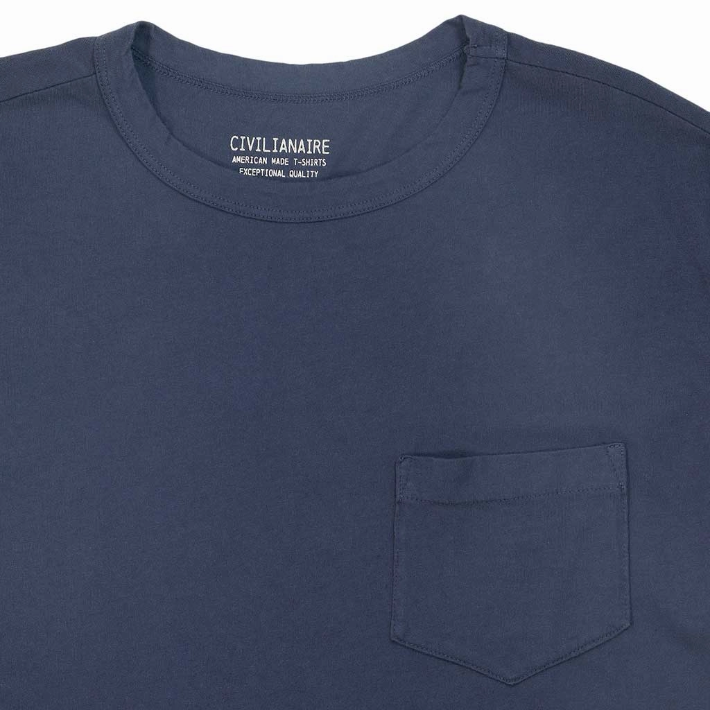 MultiPanelDesign Crew Neck Short Sleeve 1 Pocket Tee - Dark Slate Blue