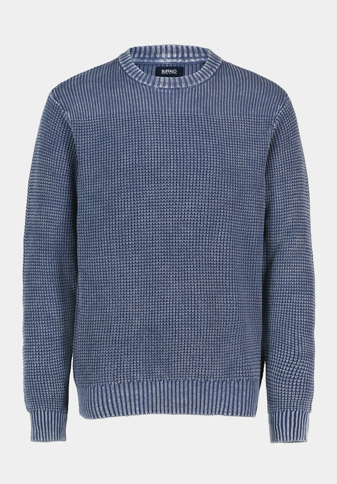 Washy Men's Textured Knit Crewneck Sweater, Whale - BM24698 Thermal Insulation Technology Quick Slip