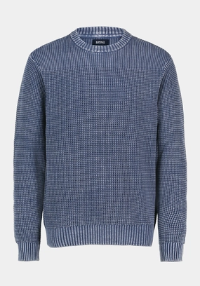 Washy Men's Textured Knit Crewneck Sweater, Whale - BM24698 Functional Layers All Day Softness