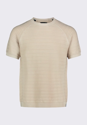 Wipped Men's Textured Knit Short-Sleeve Sweater Tee, Buttercream Beige - BM24533 relaxed shape Knit Layering