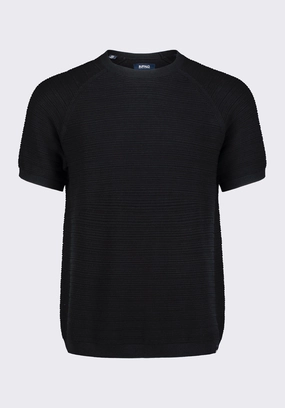 Flexible Design Fit Wipped Men's Textured Knit Short-Sleeve Sweater Tee, Charcoal - BM24533