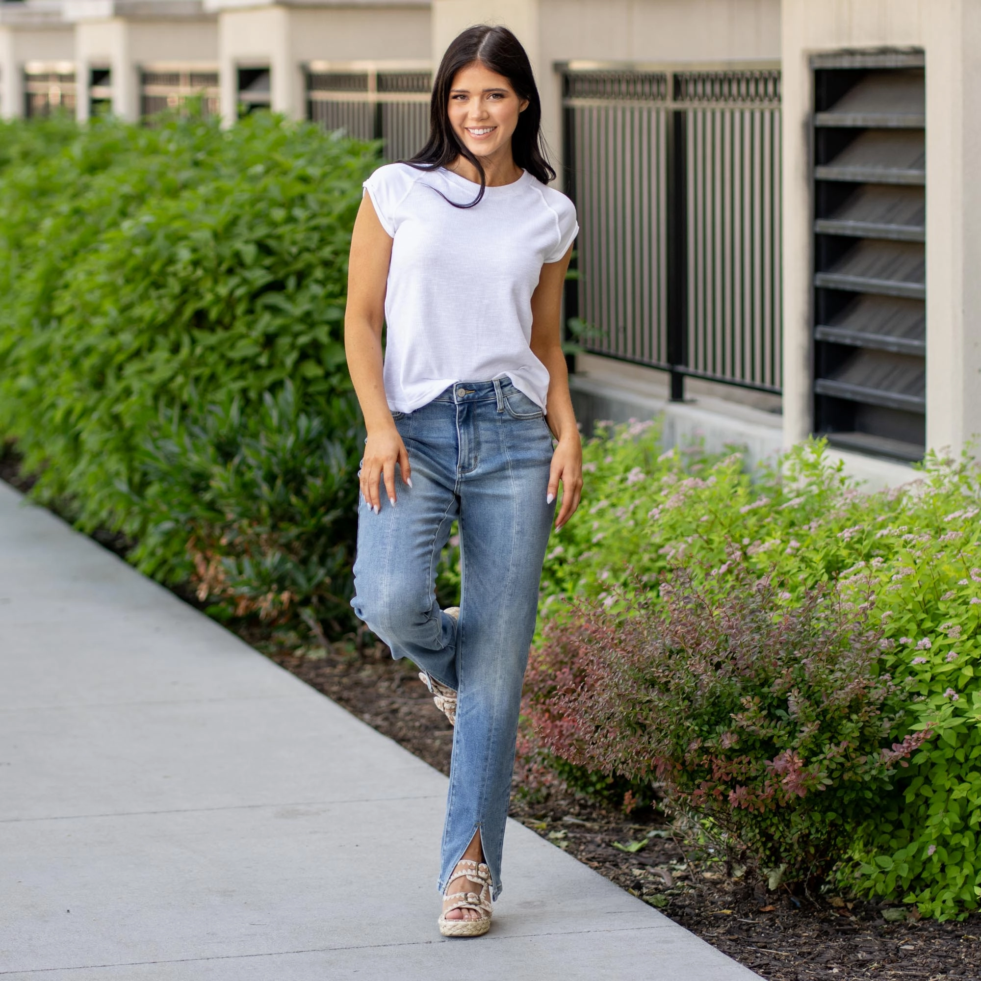 Weekend Getaway Minimalist Breathable Active Fit Wisteria Waves High Rise Front Inseam Straight Leg Regular & Plus Sizes