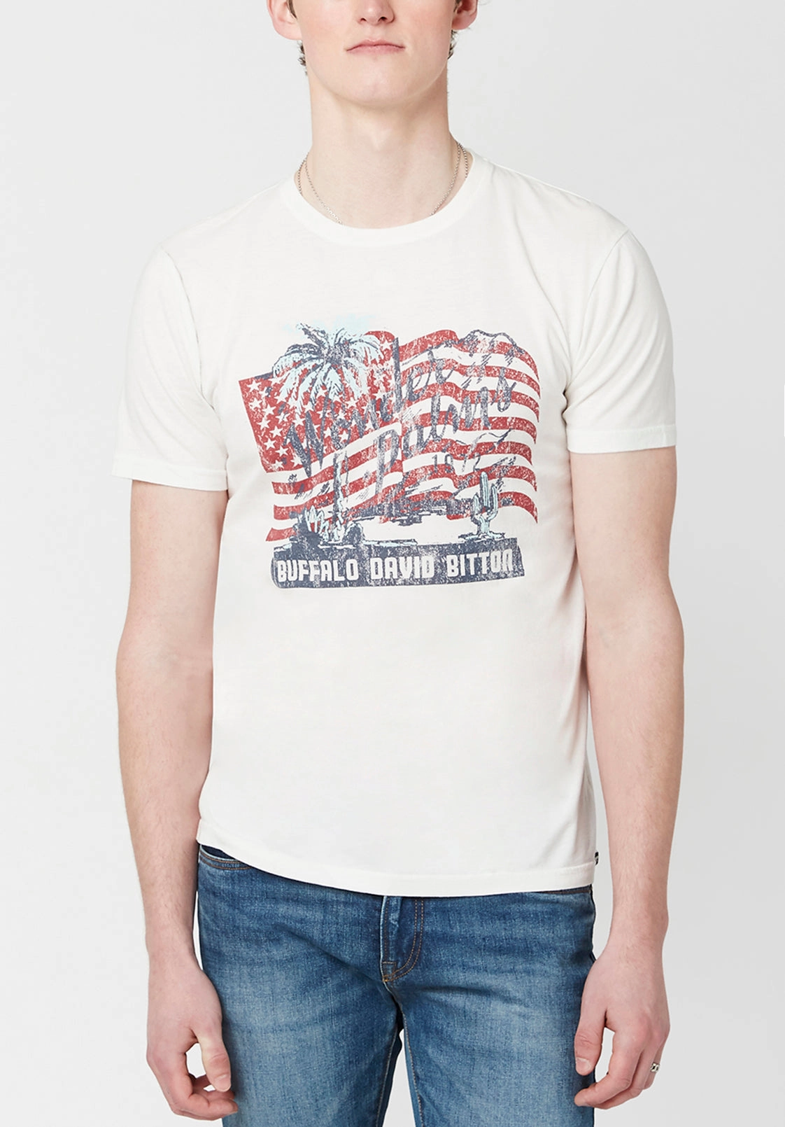 Wonder Palms Toliber Men's T-Shirt in White - BM23679 HiddenPocket FlexFit Technology