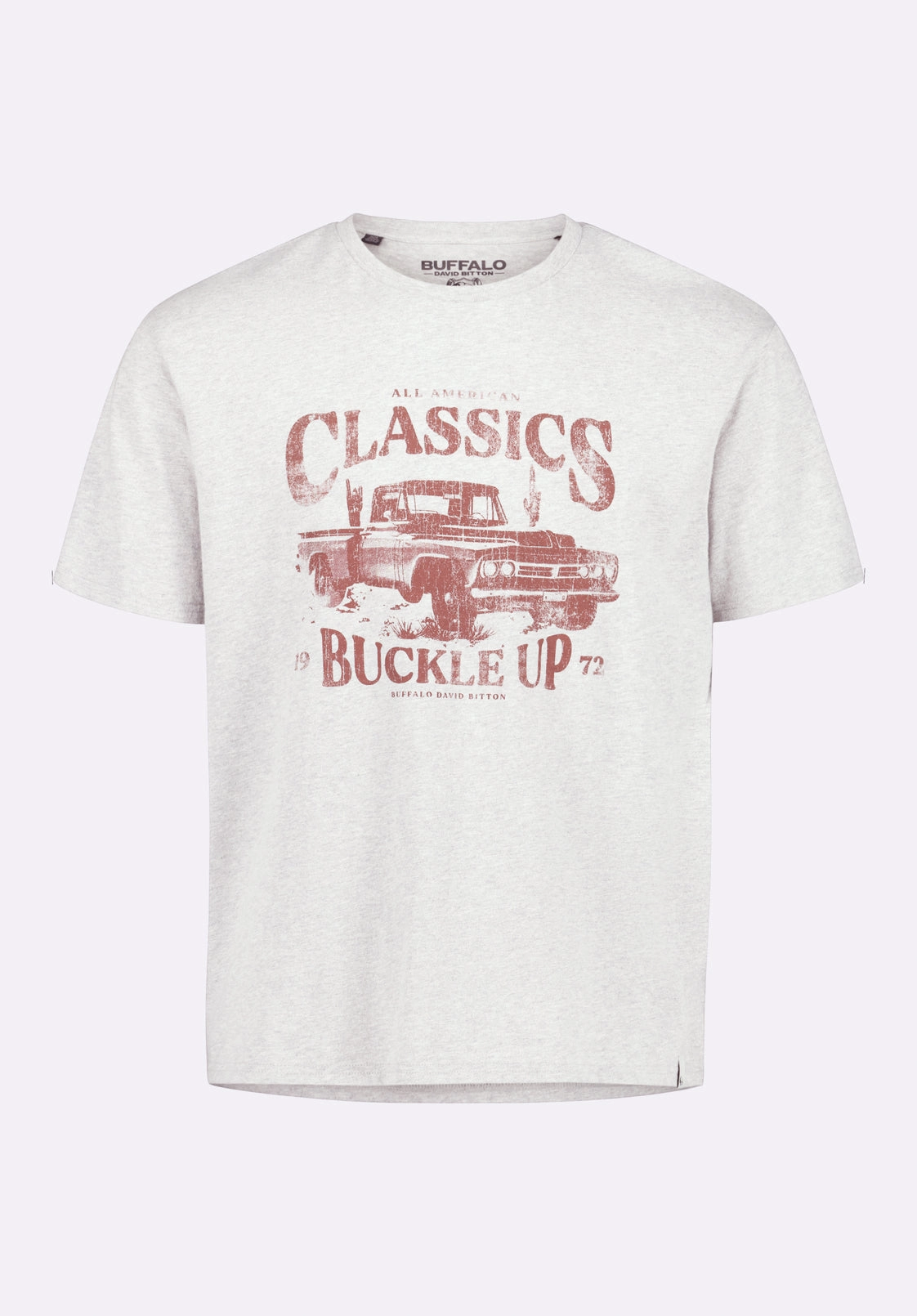 Casual Style MinimalistAesthetic Trige Men's Graphic T-Shirt with Pickup Truck Print, Heather Grey - BM24631