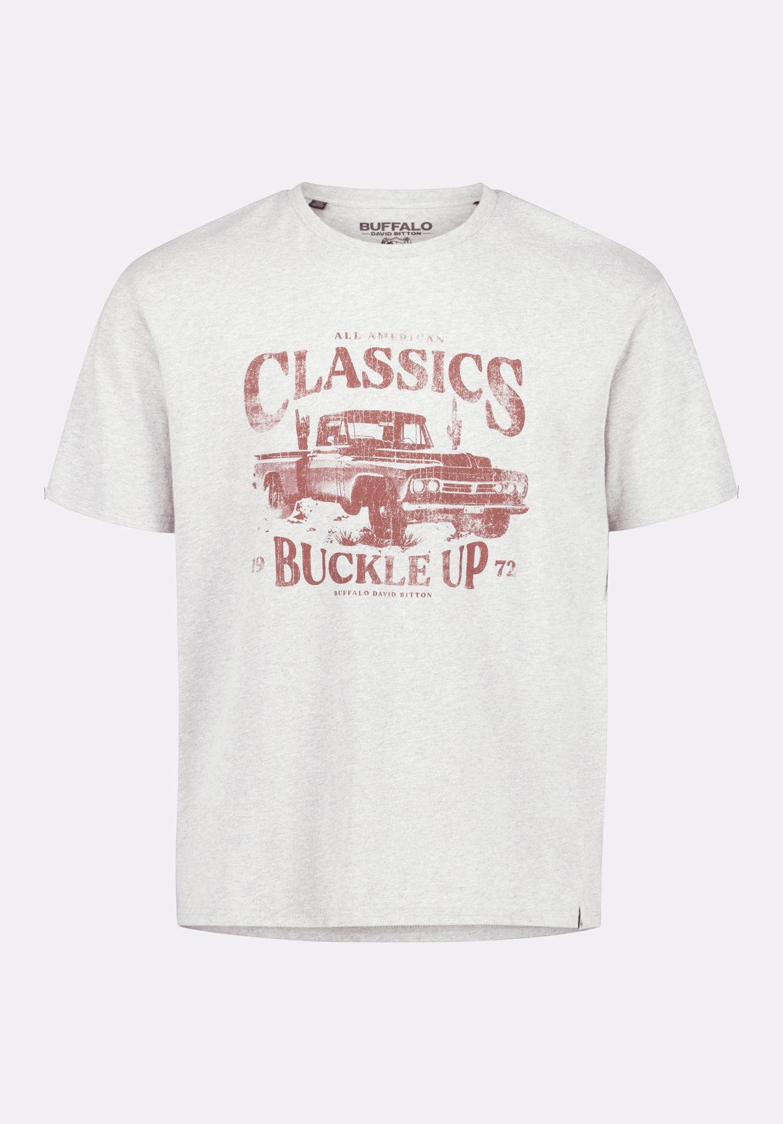 Trige Men's Graphic T-Shirt with Pickup Truck Print, Heather Grey - BM24631 Softened Edges