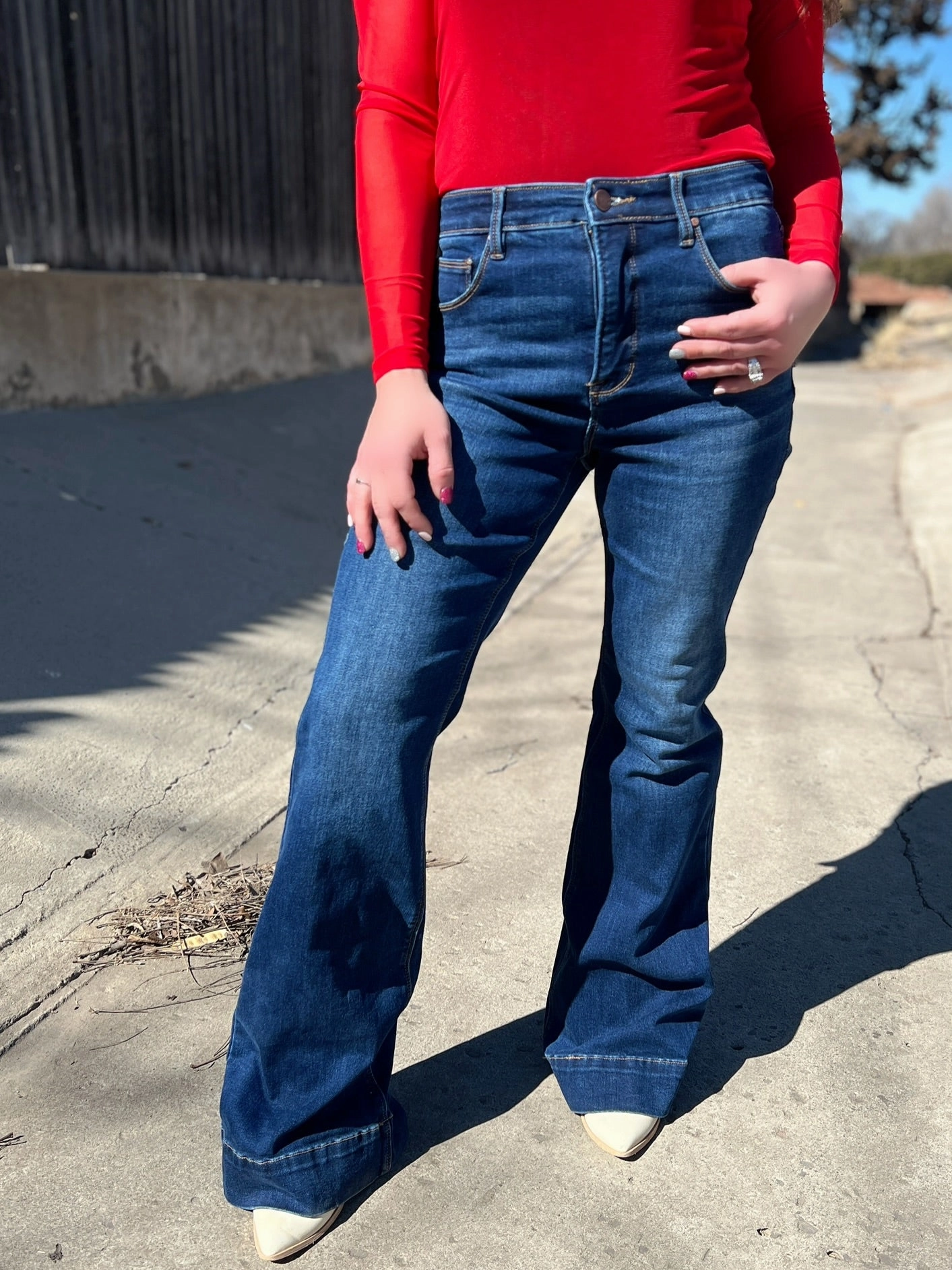 Risen Dark Wash High Rise Tummy Control Jeans HeatRegulating Tagless label