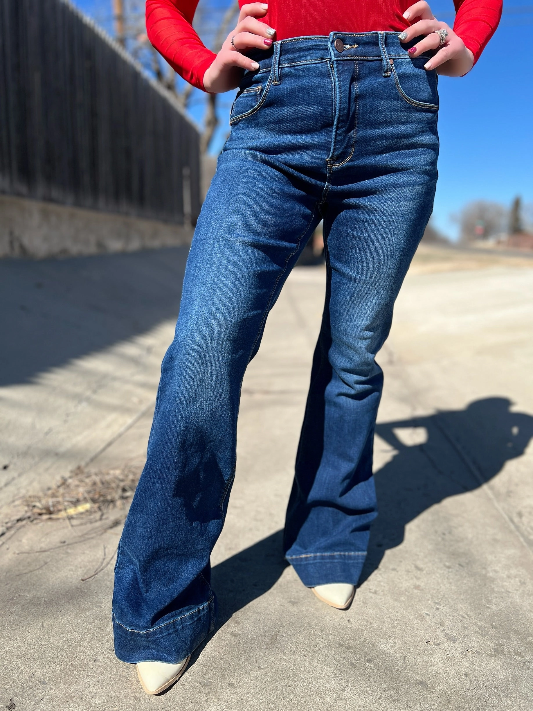 Slim Profile Risen Dark Wash High Rise Tummy Control Jeans