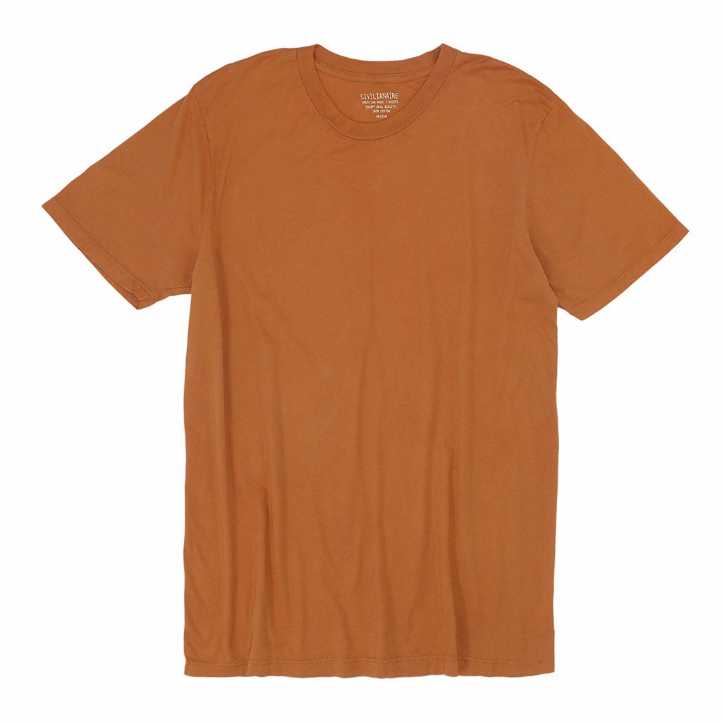 Durable Reinforced Elbow Patches Crew Neck Short Sleeve Tee - Apricot
