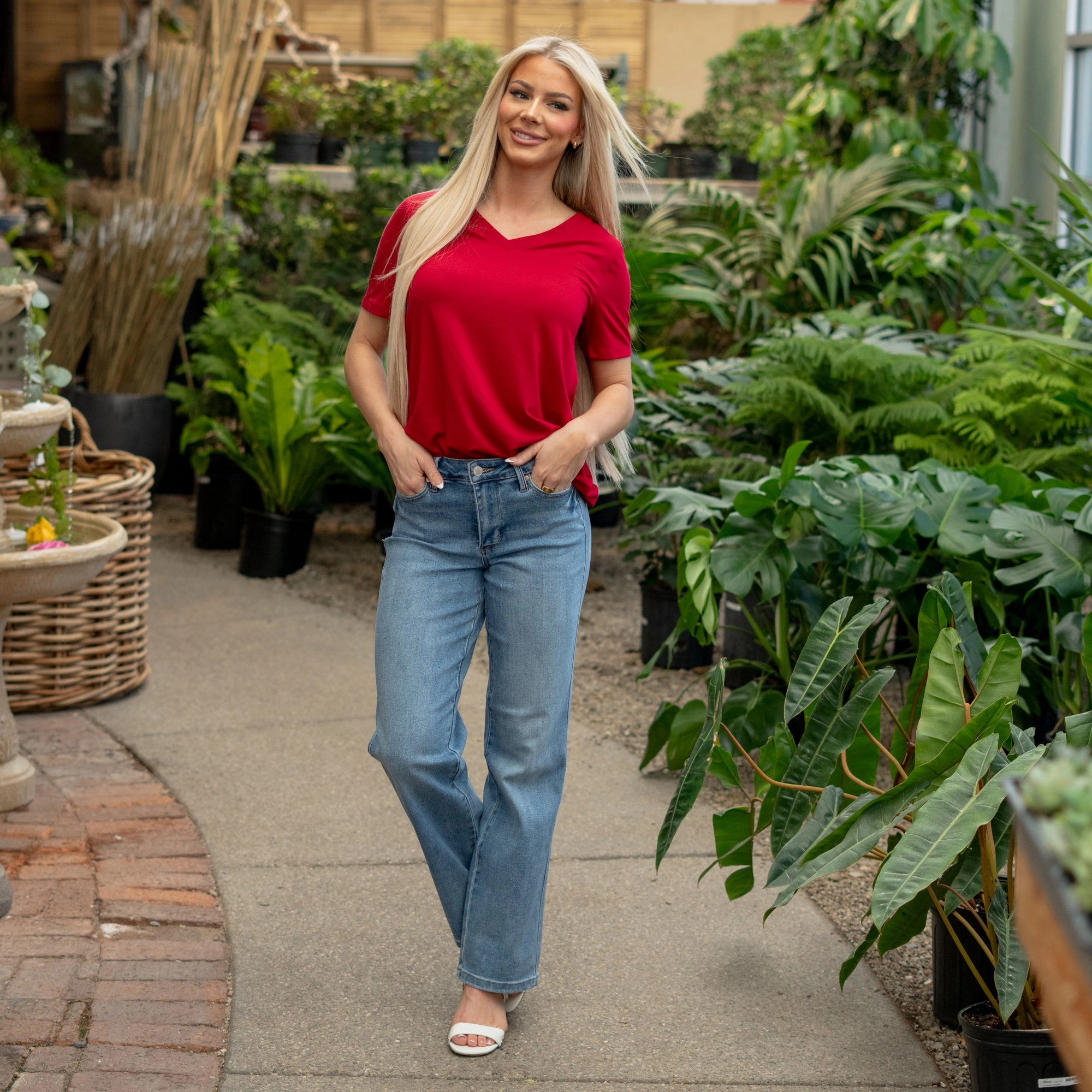 Morning Mist Mid Rise Tummy Control Straight Leg Regular & Plus Sizes All Occasion