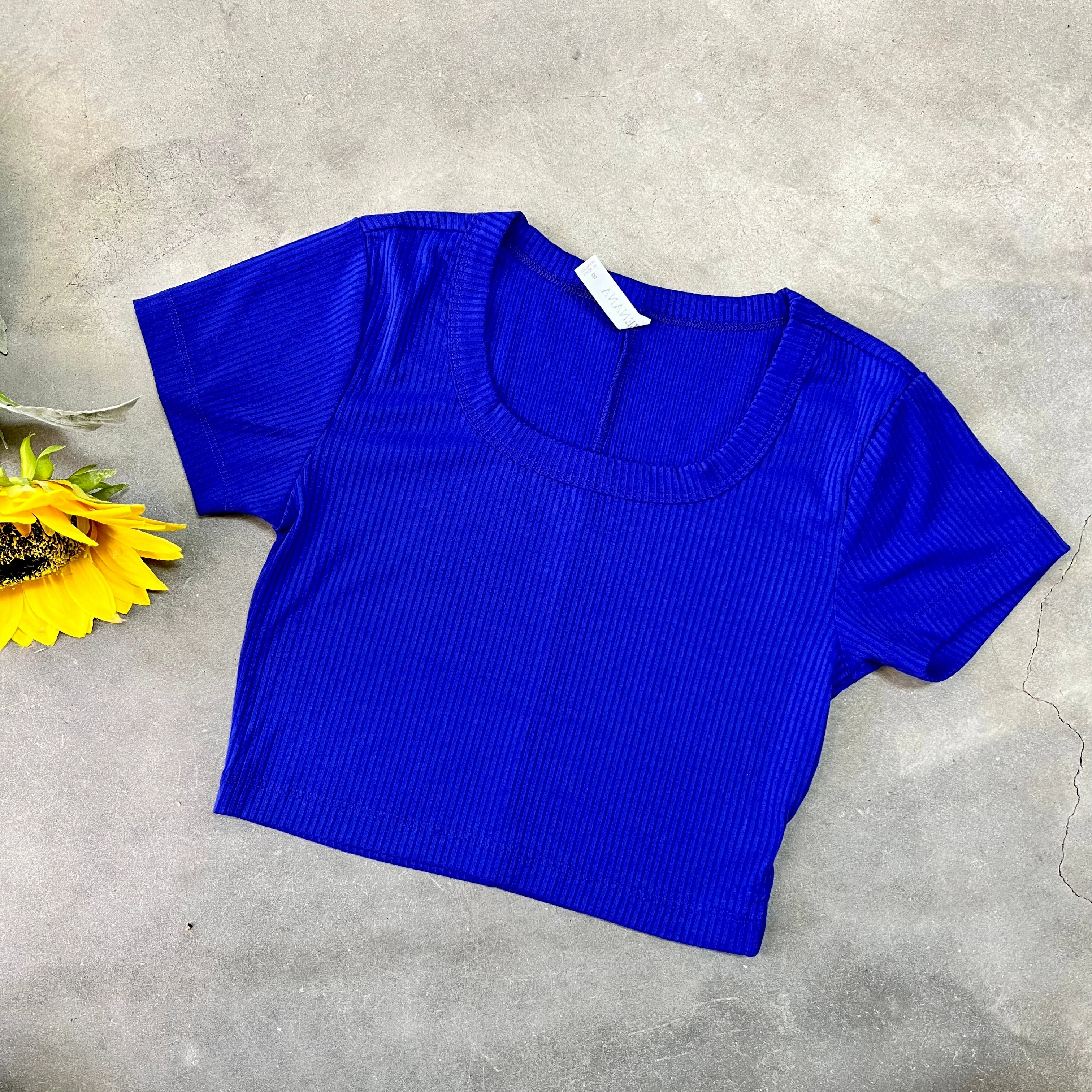 Temperature Regulating Textile SnagResistant Zenana Ribbed Scoop Neck Crop Top