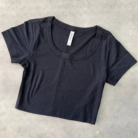 Zenana Ribbed Scoop Neck Crop Top DurableDoubleLayeredHem PolishedFinish