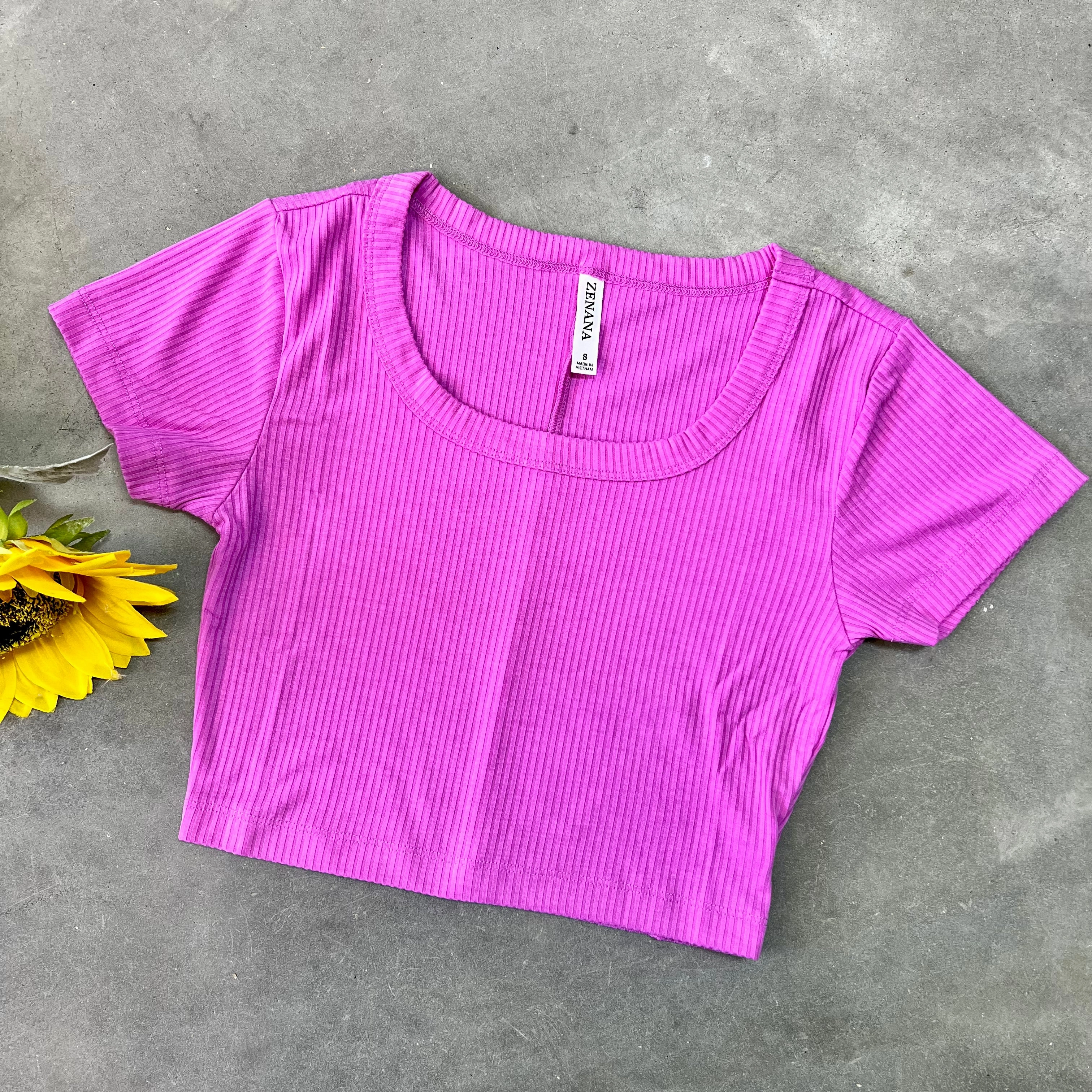 HypoallergenicMaterial Zenana Ribbed Scoop Neck Crop Top