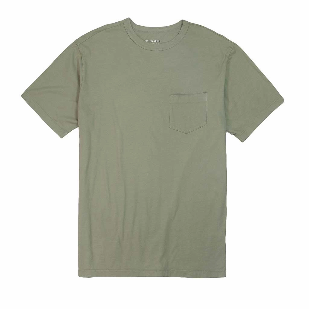 Crew Neck Short Sleeve 1 Pocket Tee - Dark Celadon Casual Tee